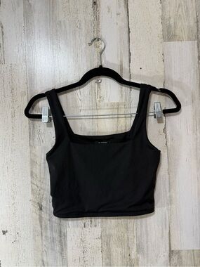 The Workshop Republic Black Square Neck Cropped Top